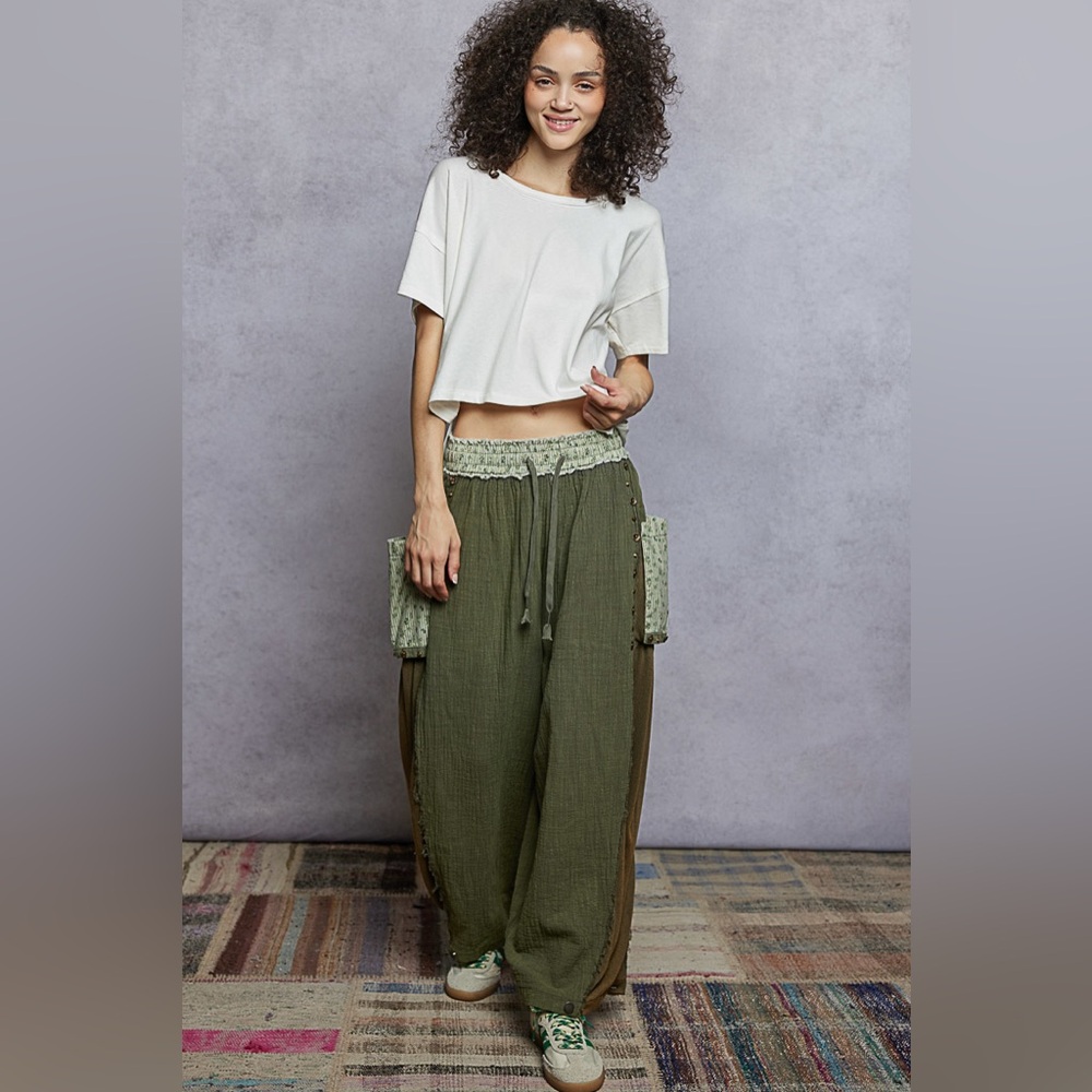P29 2 Left! POL Olive Green Harem Pants